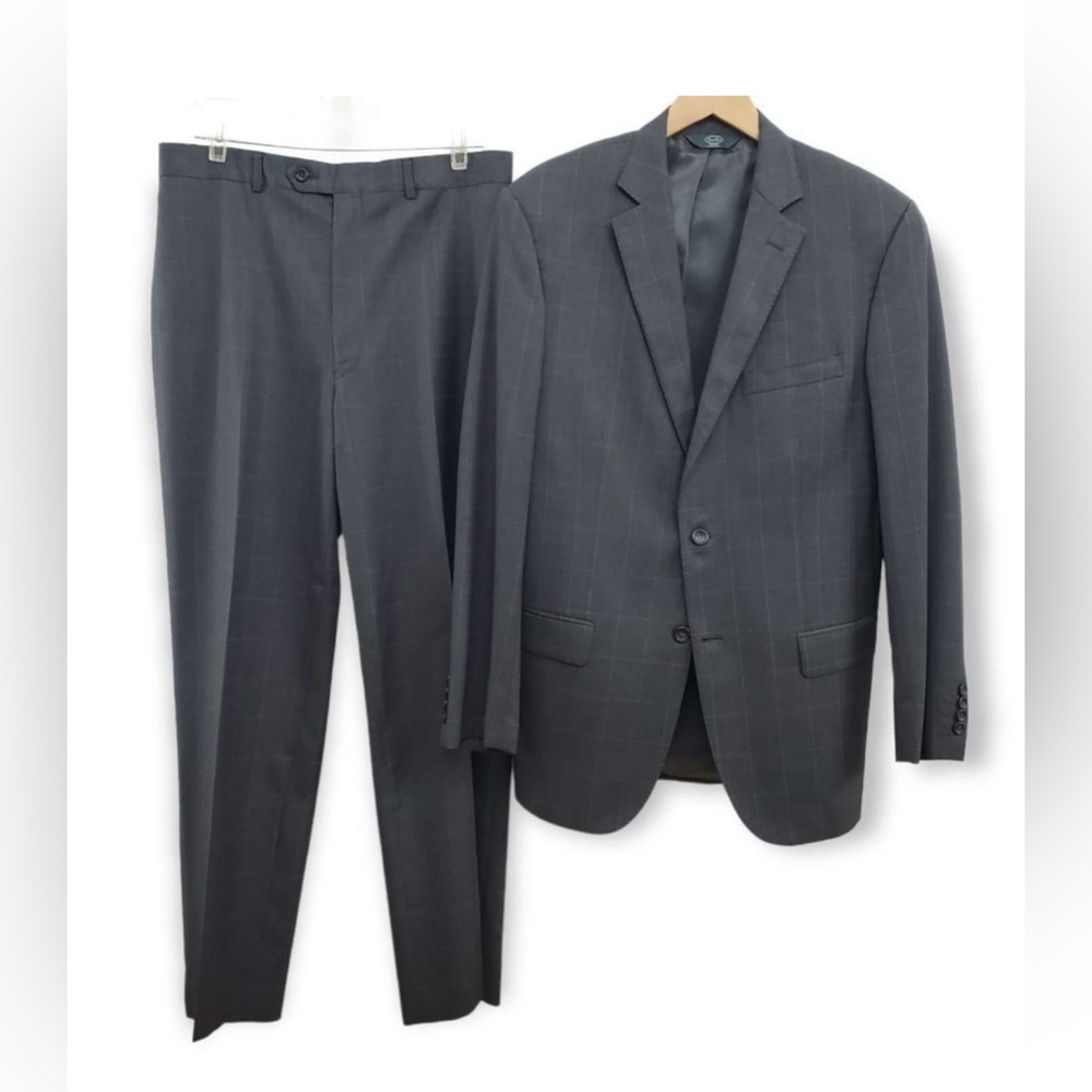 Pronto Umo Charcoal Windowpane Check Suit 42 L